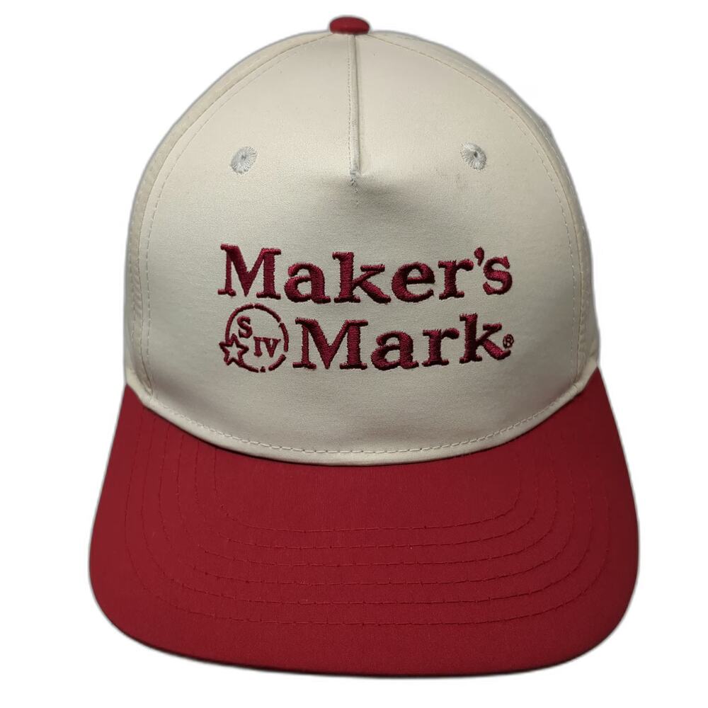 Maker's Mark 5 Panel Beige Red Hat One Size Recycled Polyester Snapback Bourbon